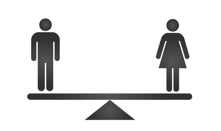 black male and female gender icons on scale