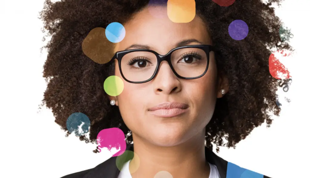 Woman with glasses looking staring straight into camera